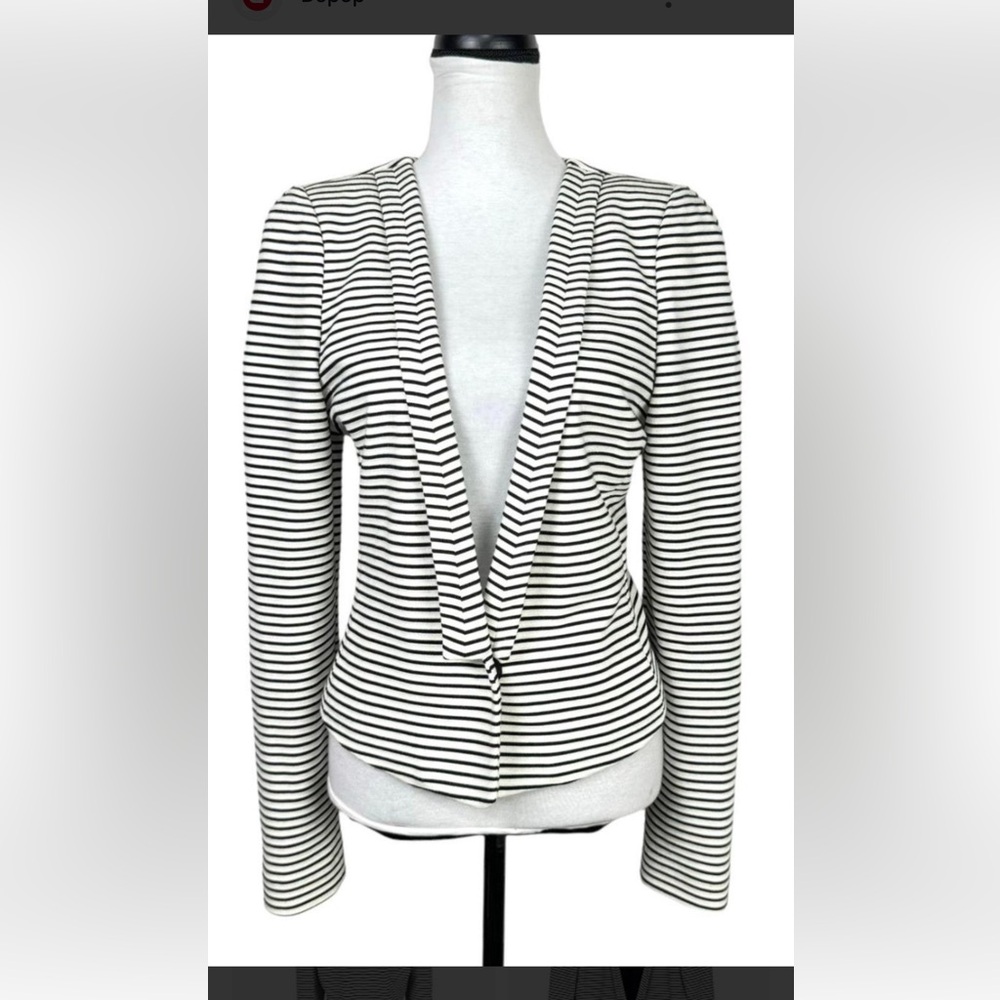 BCBG Black and White Horizontal Striped Jacket " Hendrix"